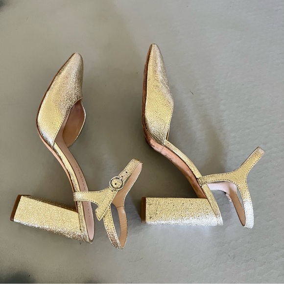 Loeffler Randall Leily Gold D'Orsay Block Heels - Picture 5 of 13